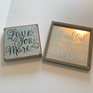 Cute wall decor. Wood and tin.